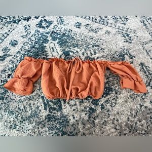 Off the shoulder crop top Womens size medium never worn orange